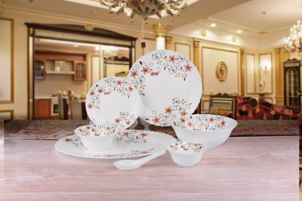 24 Piece Opal Glass Tea Set White