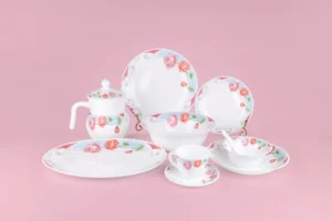 46 Piece White Opal Glass Dinner Set Compact