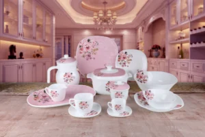 58 Piece White Opal Glass Tableware Collection