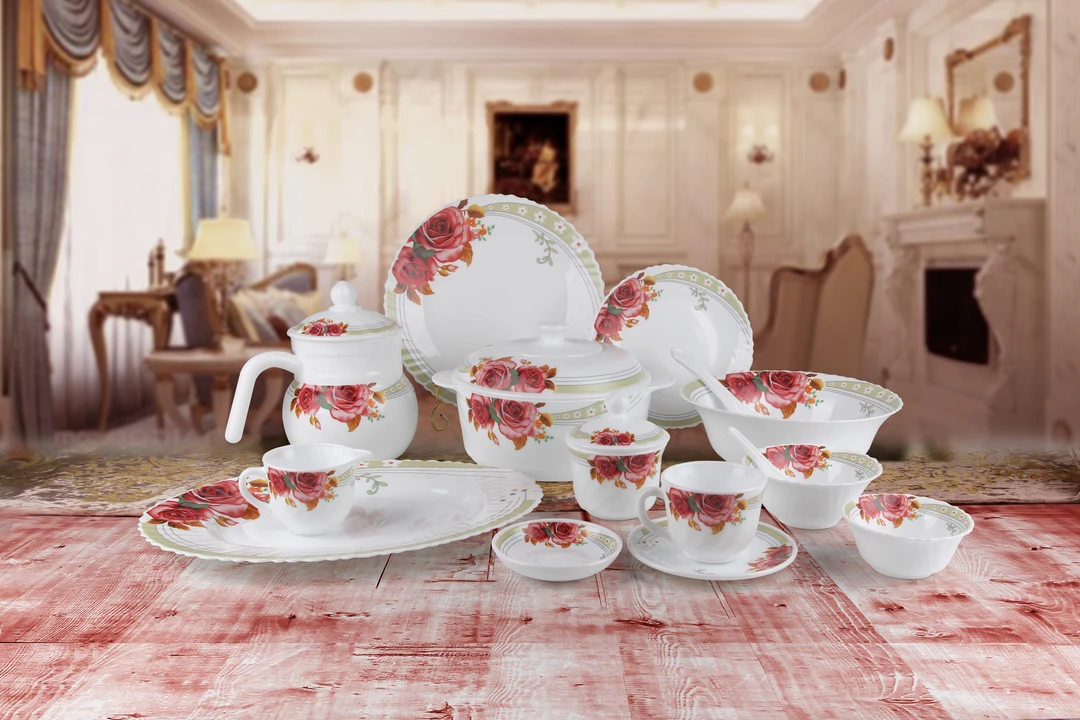 72 Piece White Opal Glass Dinnerware Set Round