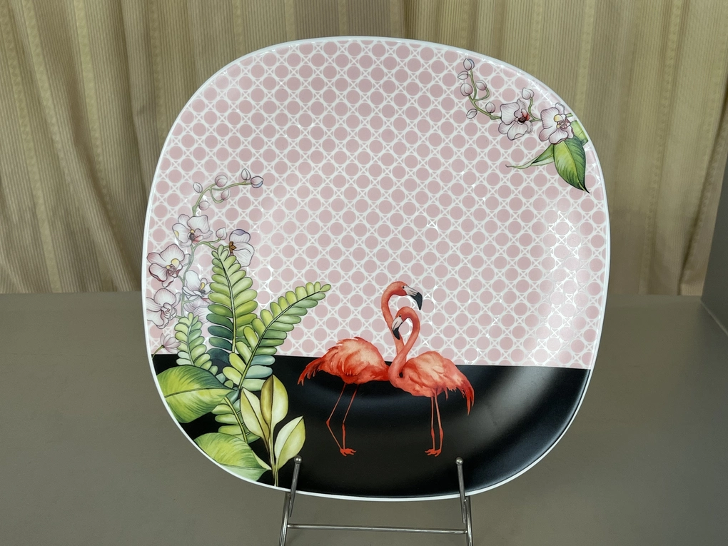 Opal Glass Plate With Pink Color