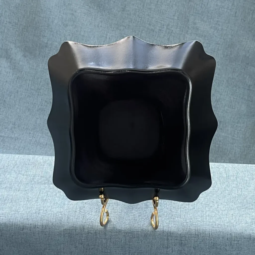 Black Opal Glass Deep Plate with Scalloped Edge