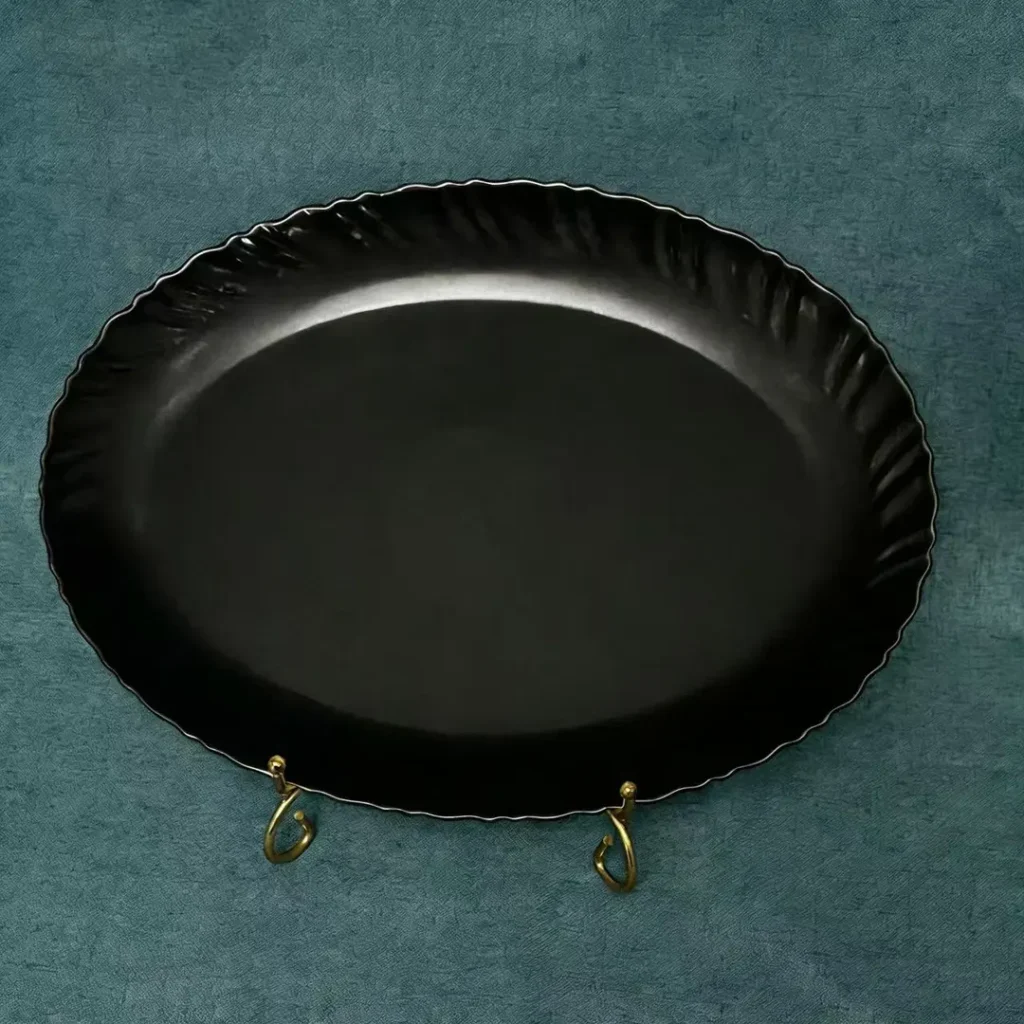 Black Opal Glass Oval Plate