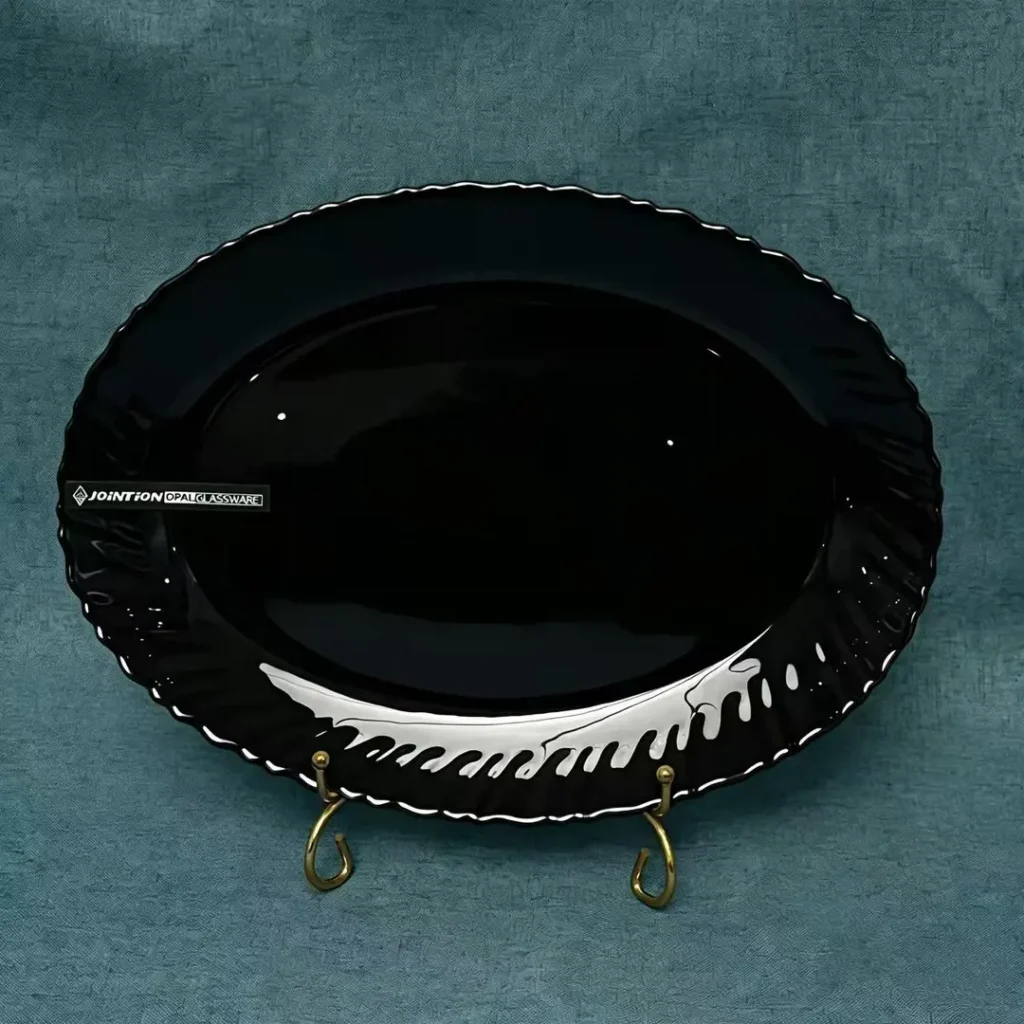 Black Opal Glass Oval Plate