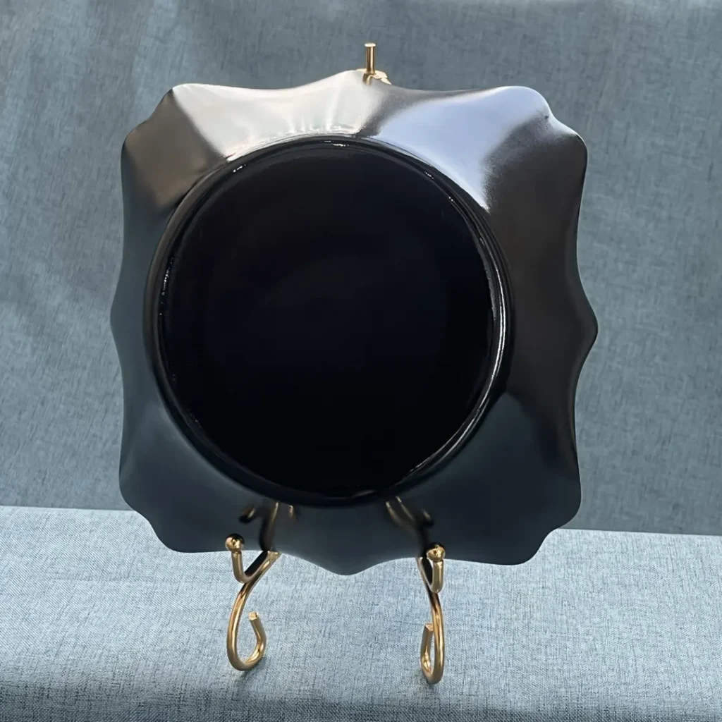 Black Opal Glass Square Bowl with Scalloped Edge 1