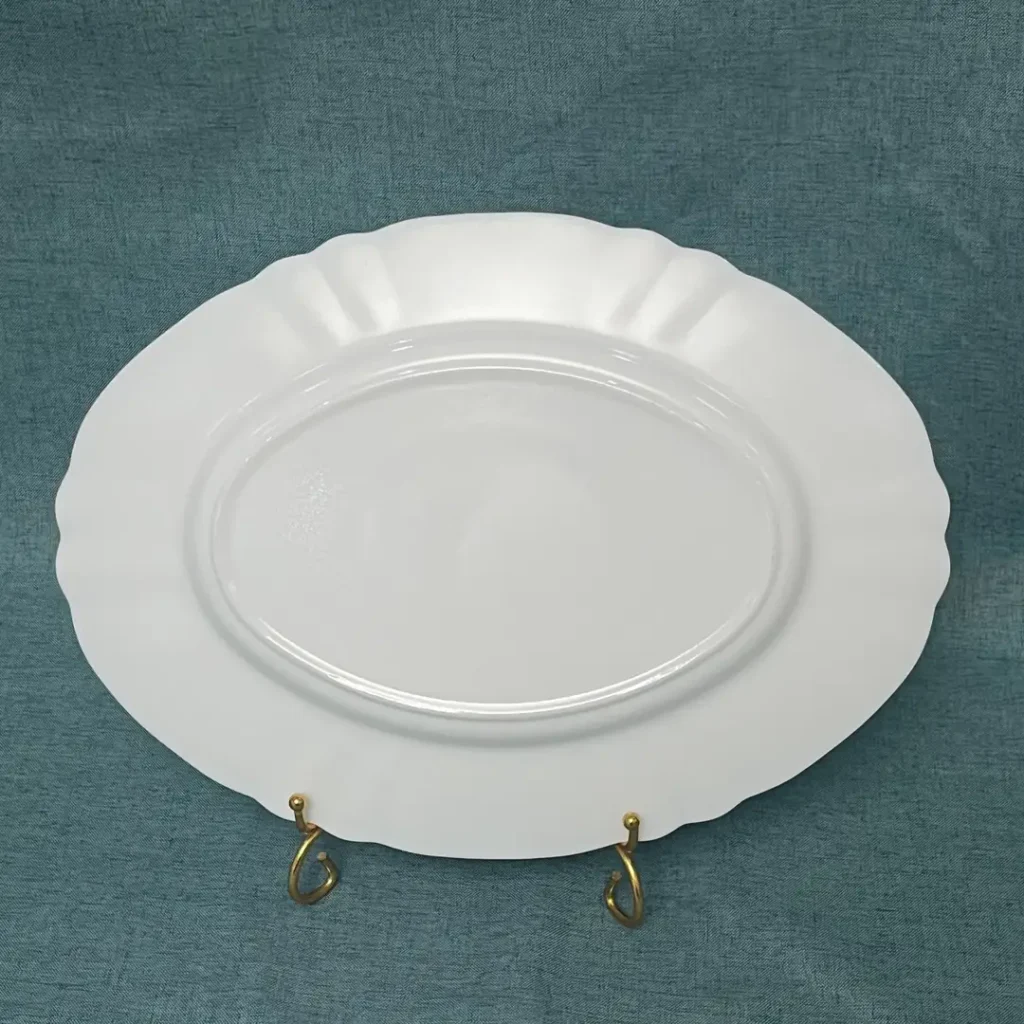 Lace-Edge Opal Glass Oval Plate