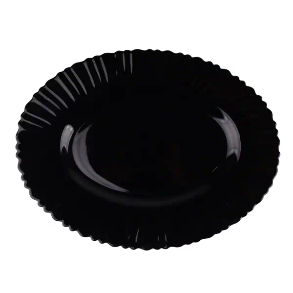 Black Lace-Edge-Opal Glass Oval Plate