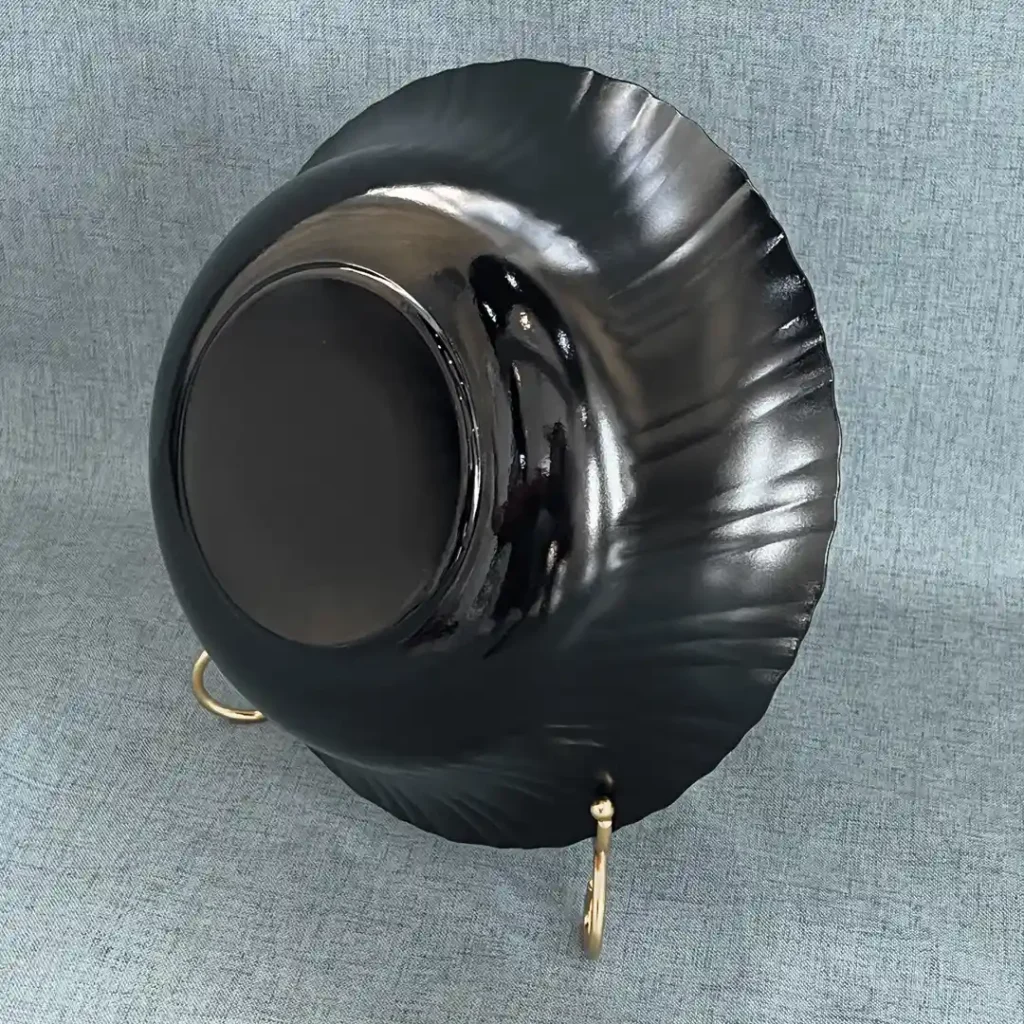 Black Opal Glass Bowl with Scalloped Rim