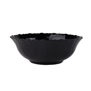 Black Opal Glass Bowl with Scalloped Rim