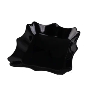 Black Opal Glass Deep Plate with Scalloped Edge