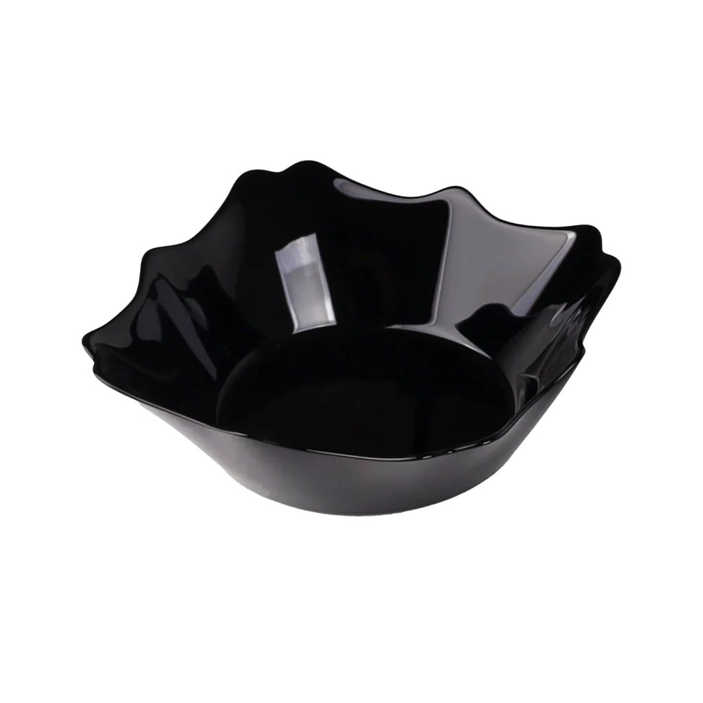Black Opal Glass Square Bowl with Scalloped Edge