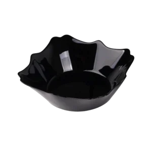 Black Opal Glass Square Bowl with Scalloped Edge