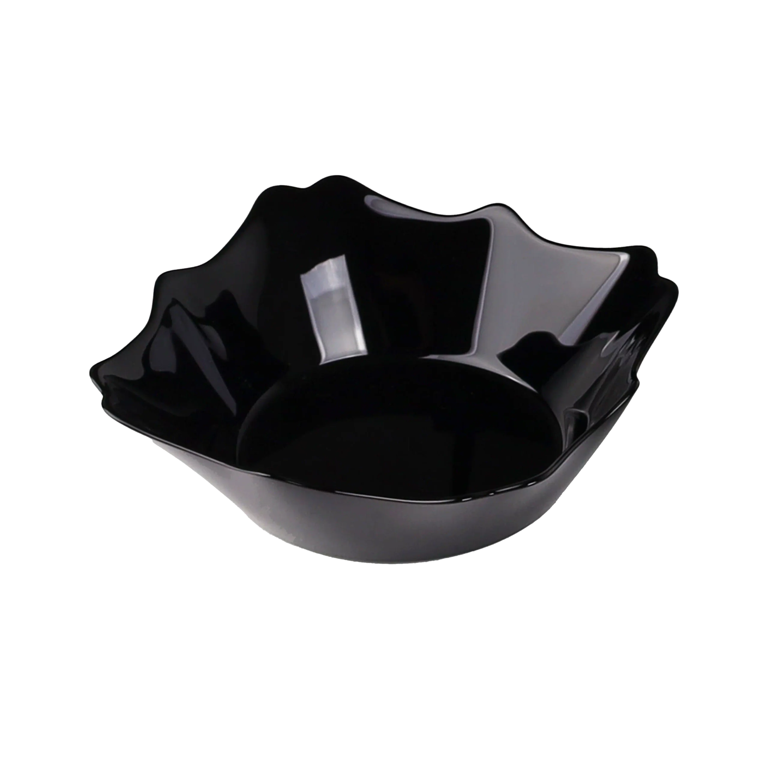 Black Opal Glass Square Bowl with Scalloped Edge