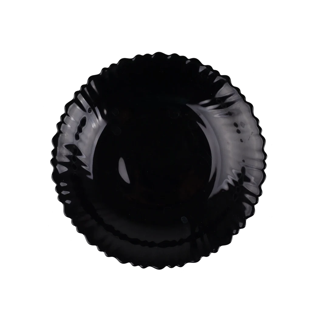 Black Scalloped deep plate Opal Glass