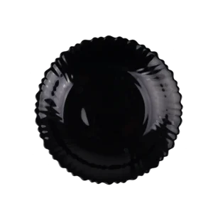Black Scalloped deep plate Opal Glass