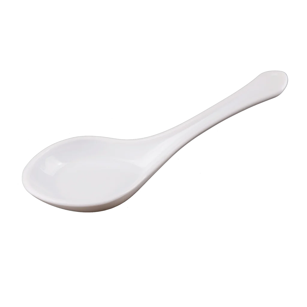 Opal glass soup spoon
