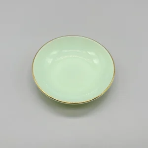 Gold Rimmed Jade Opal Glass Saucer | Wholesale Supply