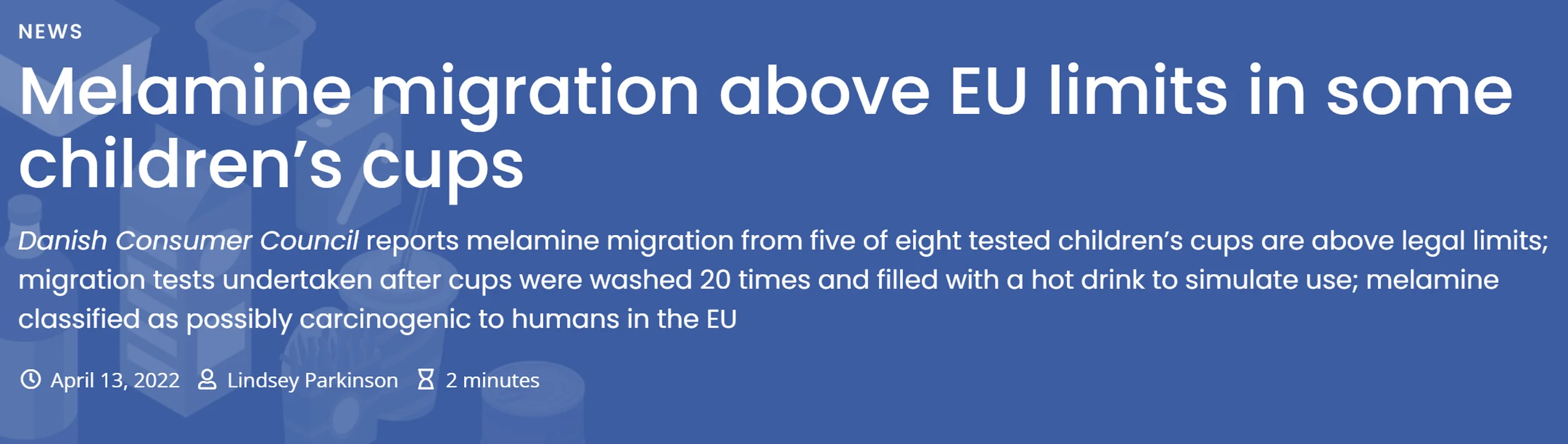 Melamine migrationchildren's cups above EU limits