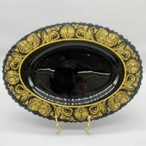 Black Gold Opal Glass Oval Fish Platter – Tempered Plate