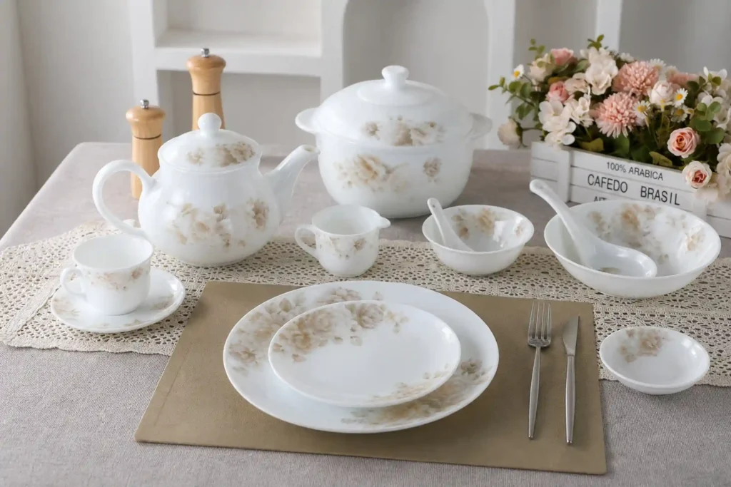 White jade glass dinnerware set 1