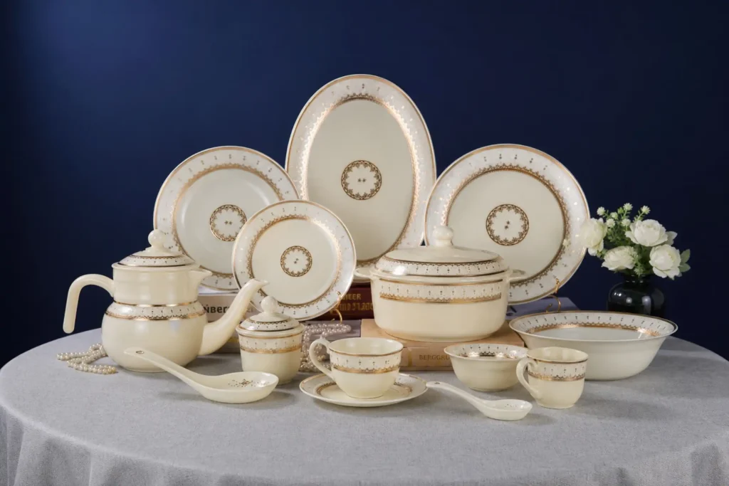Yellow jade glass dinnerware set