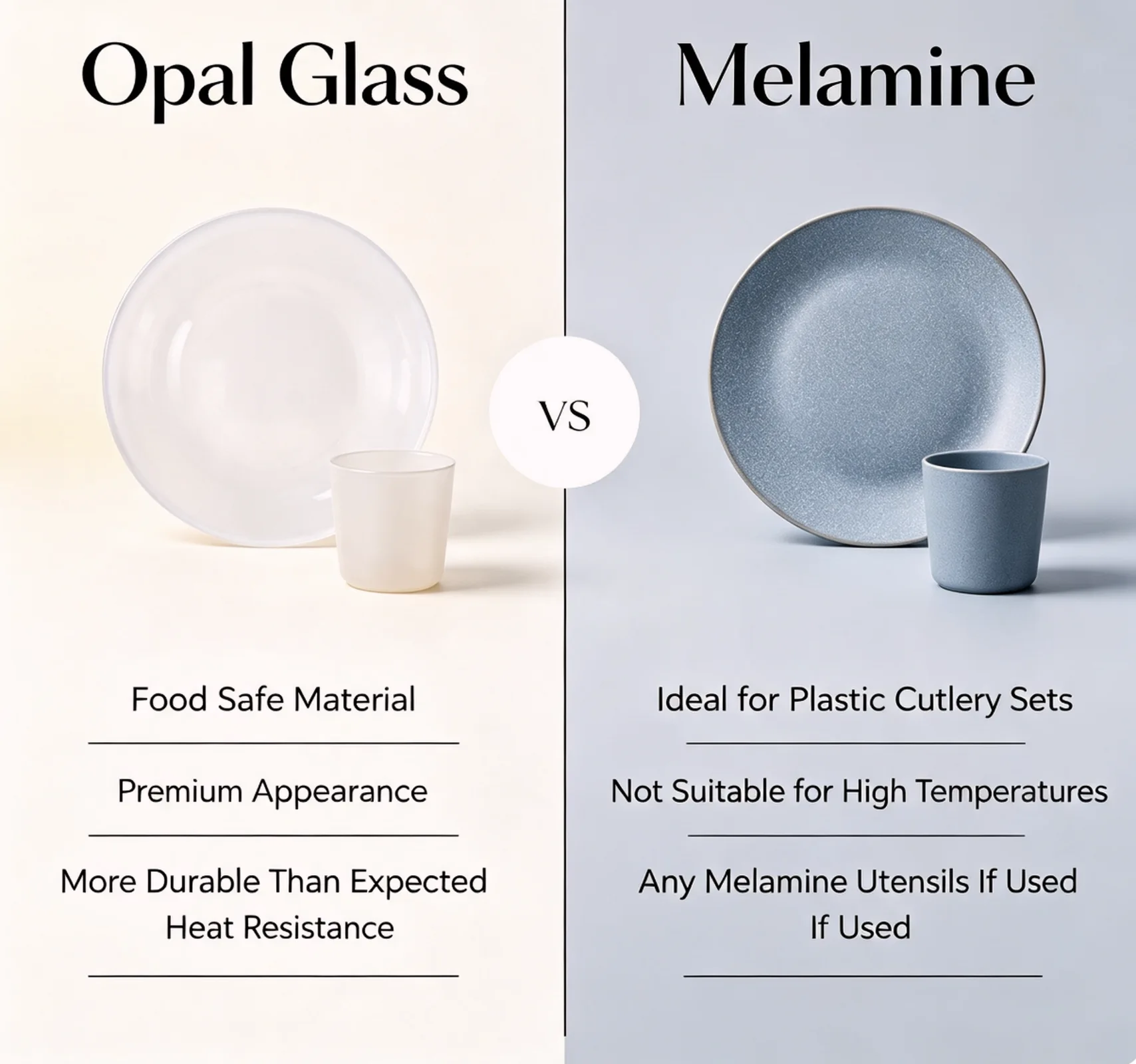 Melamine vs opal glass dinnerware