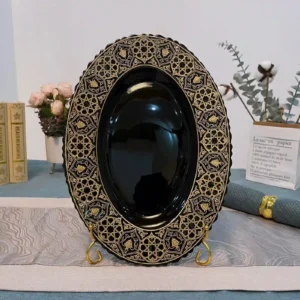 Black Gold Opal Glass Oval Fish Platter – Tempered Plate