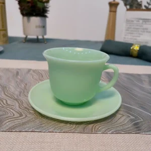Opal Glass Coffee Cup & Saucer | Warm Touch, Not Hot