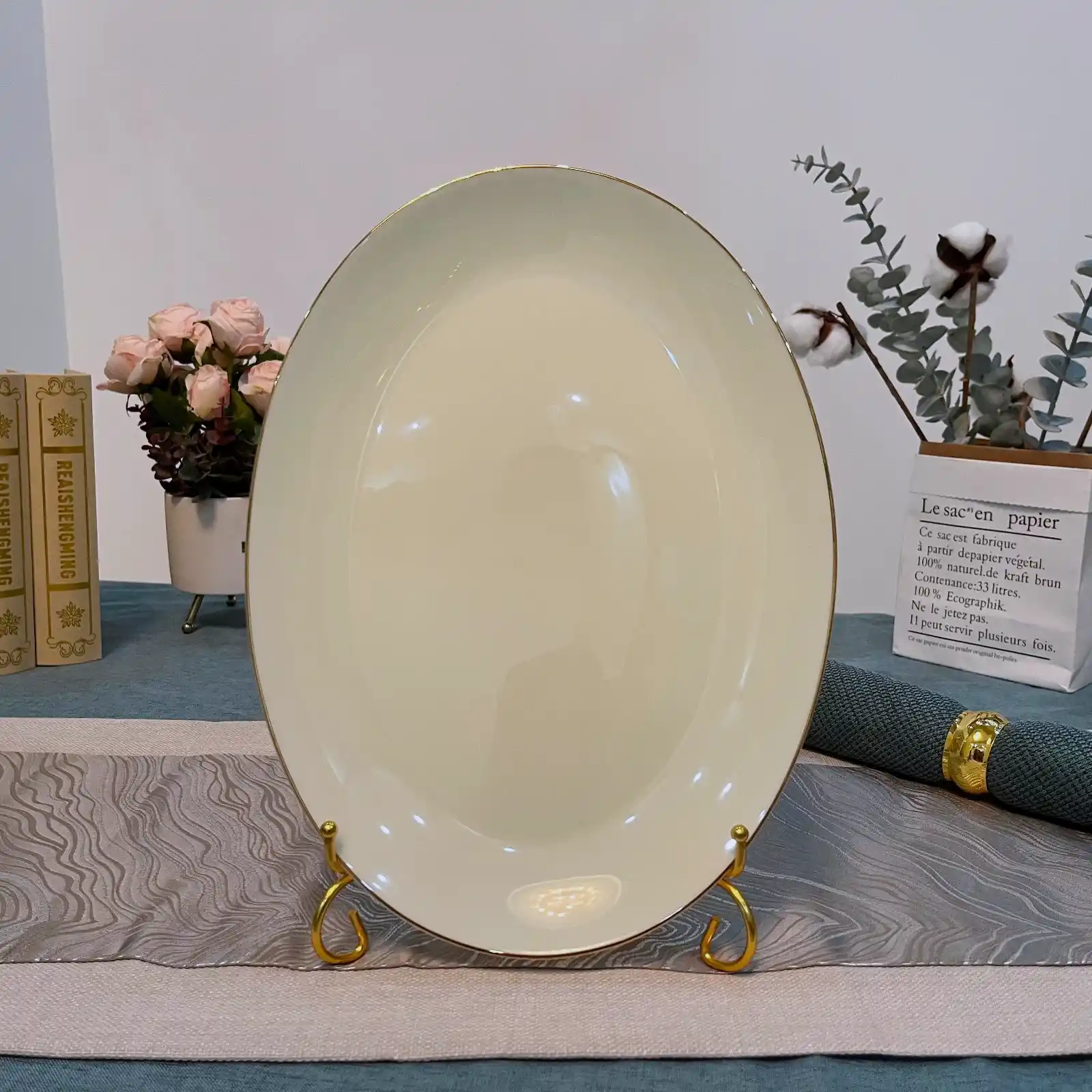 Jade Green Opal Glass Oval Fish Plate