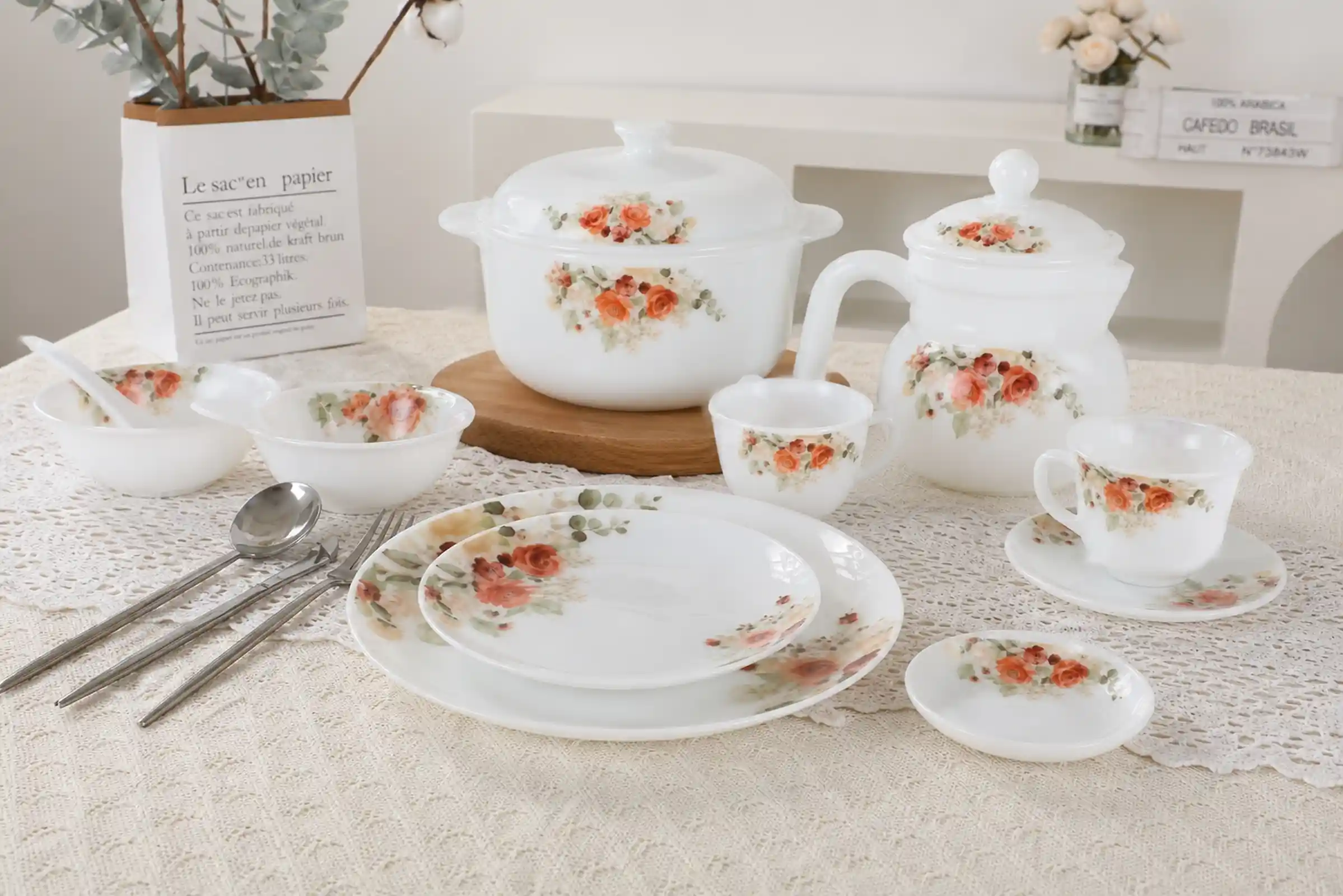 opal glass dinnerware set