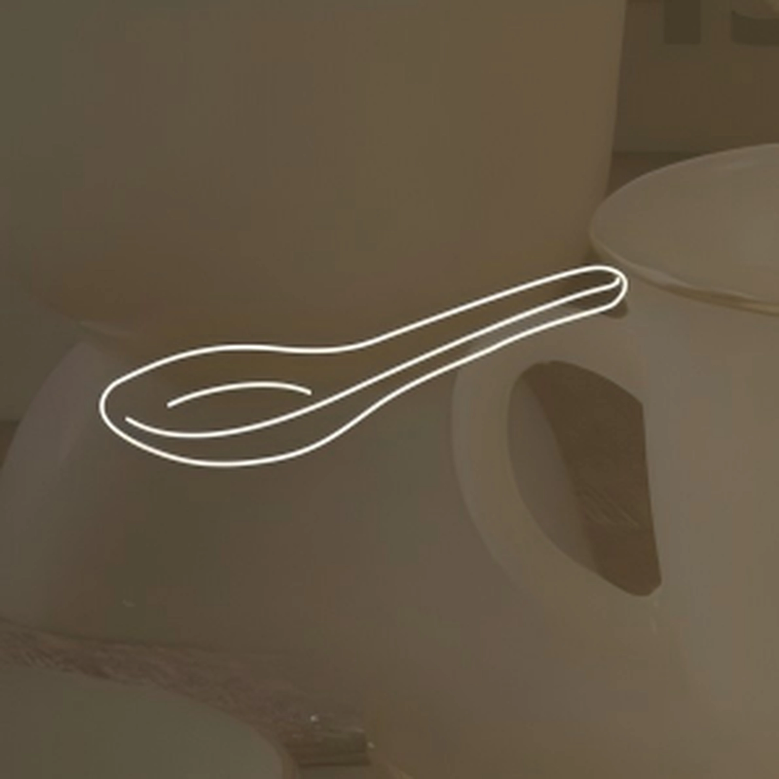 Opal glass soup spoon